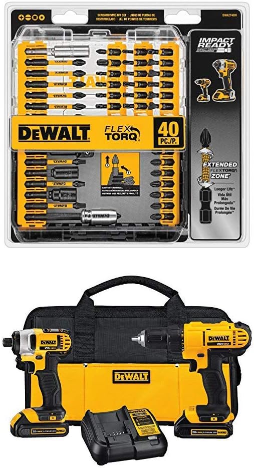 DEWALT 20V MAX Cordless Drill Combo Kit, 2-Tool (DCK240C2) - - 