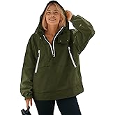 Yousify Women's Lined Waterproof Pullover Rain Jacket with Hood for Running Cycling Hiking