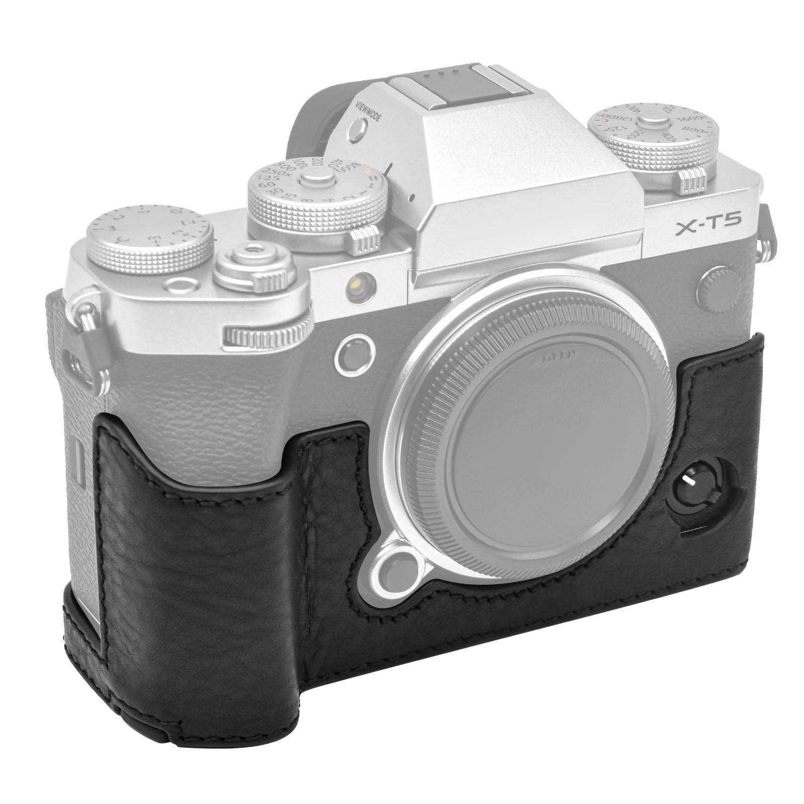 MUZIRI KINOKOO Fuji XT5 Case, Protective Case Compatible for Fuji XT5/X-T5 Camera - Genuine Leather Half- Body Bottom Case - Black