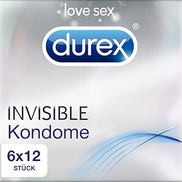 Durex Invisible Kondome, extra dünn für intensives Empfinden, 6er Pack (6 x 12 Stück)