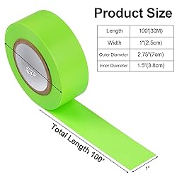 MOWPOG 5 Pack Green Flagging Marking Tape, 1" x