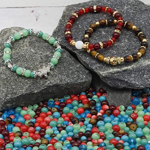 Over 400 Glass Beads for Jewelry Making Kit 8mm & 4mm Faux