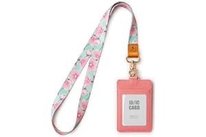 SENLLY ID Badge Holder Gift with Cute Neck Lanyard Strap, 2 Card Slots and 1 Clear ID Window, for Women and Men