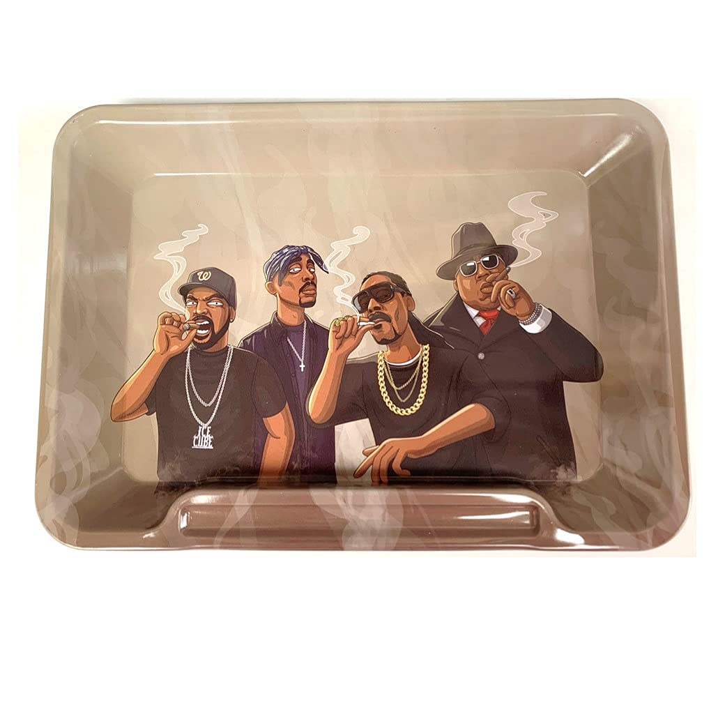 Wise Skies Metal Rolling Tray Smoking Accessories Characters Rolling Papers Rolling Tip Small (Rappers Small)