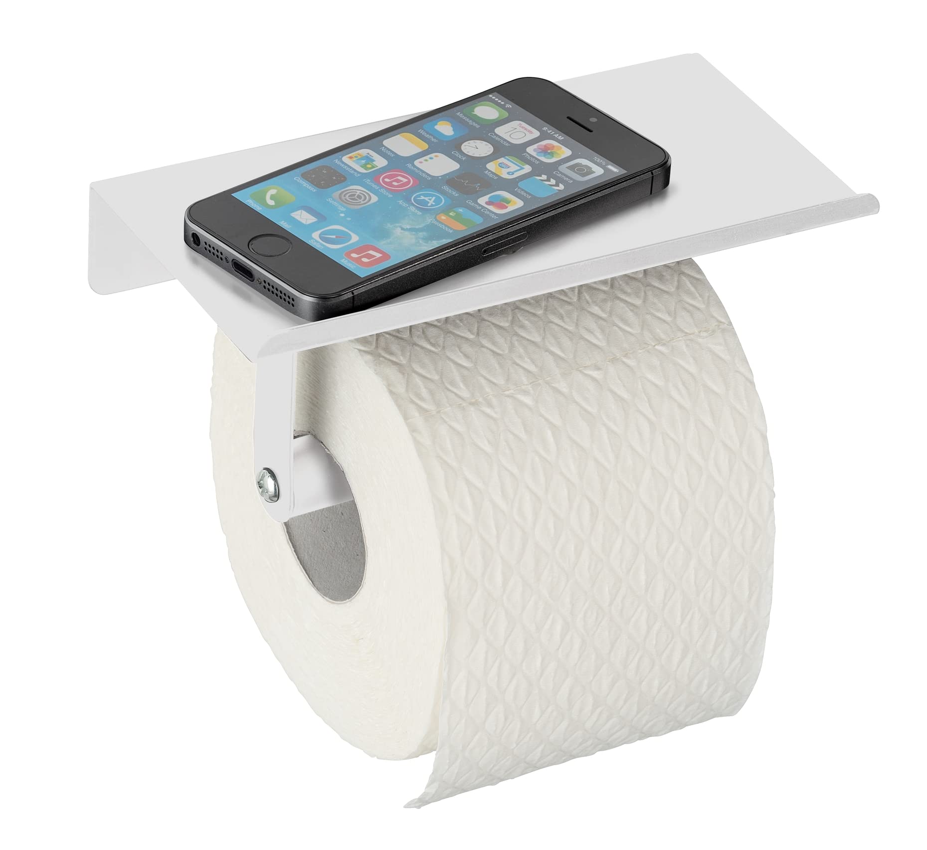 WENKO Wall-Mounted Toilet roll Holder, Steel, White, 9.5 x 7.5 x 18 cm