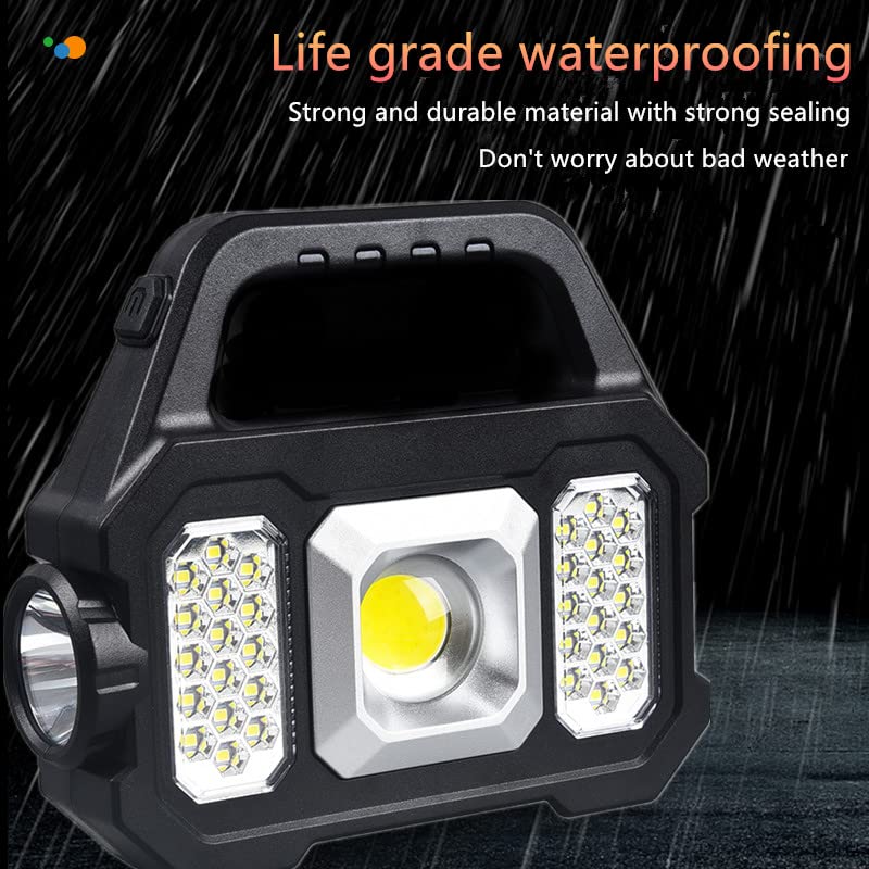 Spotlight Flashlight Rechargeable, Led Flashlight High Lumens Super Bright, Solar Panels,6 Modes,IPX4 Waterproof Handheld Spotlight for Home Power Failure,Outdoor ,Camping,Hiking ,Emergencies