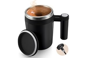 G · PEH Self Stirring Coffee Mug,Rechargeable Automatic Magnetic Self Mixing Coffee Mug with 2 Stir Bar,13oz Auto Stainless Steel mixer Cup for Coffee Milk Cocoa for Office Travel Best Christmas Gifts(Black)
