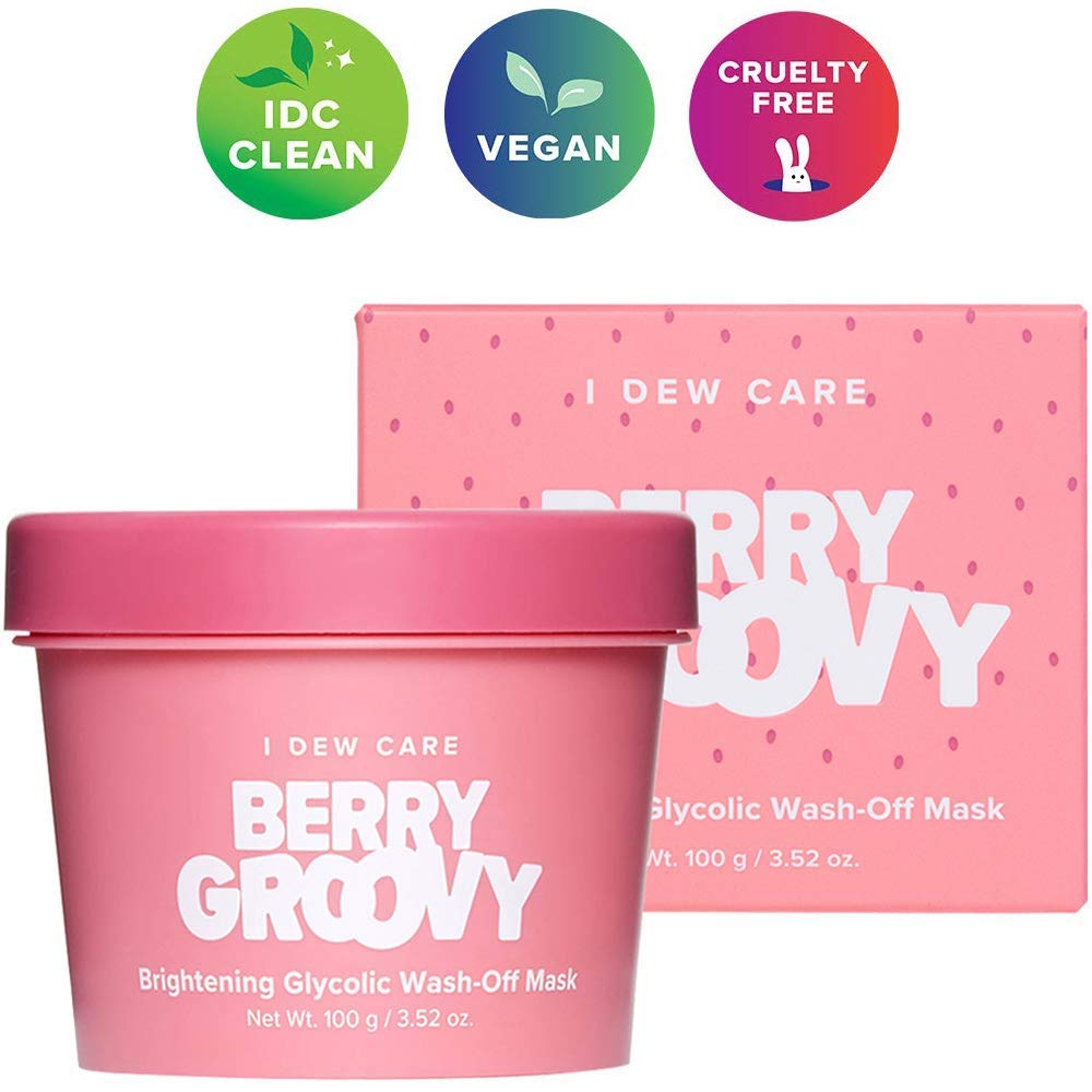 I DEW CARE Berry Groovy Face Mask | Brightening Glycolic Acid Wash-Off Clay Mask with Glycerin | Korean Skincare, Facial Treatment, Vegan, Cruelty-free, Paraben-free : Beauty