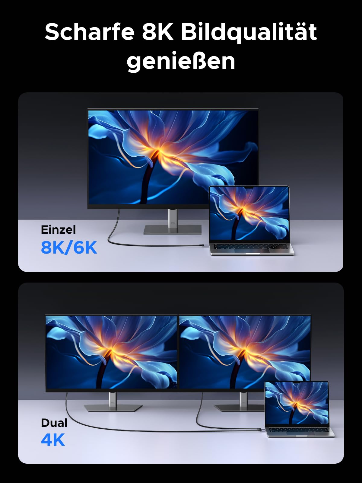 UGREEN USB C Kabel, USB 4 Kabel, 240W Ladekabel USB-C, 1M Schnellladekabel mit 8K Videosignalübertragung Datenkabel, kompatibel mit iPhone17/Air/MacBook Pro/Monitor/Dockingstation/iPad (40 Gbps 1M) 3
