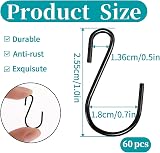 Mozeat Lens 60pcs Black S Hooks 1 Inch Mini Iron Hanging Hooks for Crafts view 2