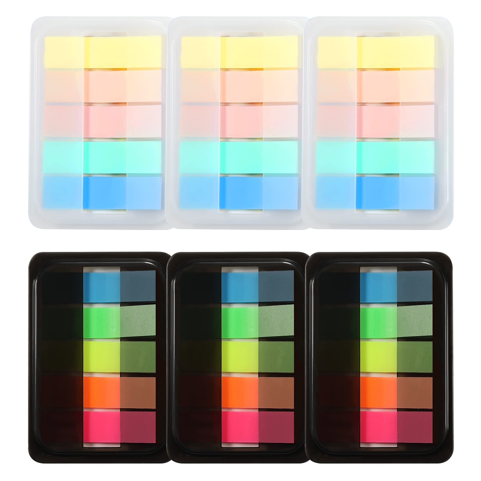 AIEX 600pcs Sticky Index Tabs with Base Box, PET Material Multicolored Plastic Page Markers Page Flags Writable Tabs for Annotating Books for Highlighting Folders Notebooks (Pull-Out Design)