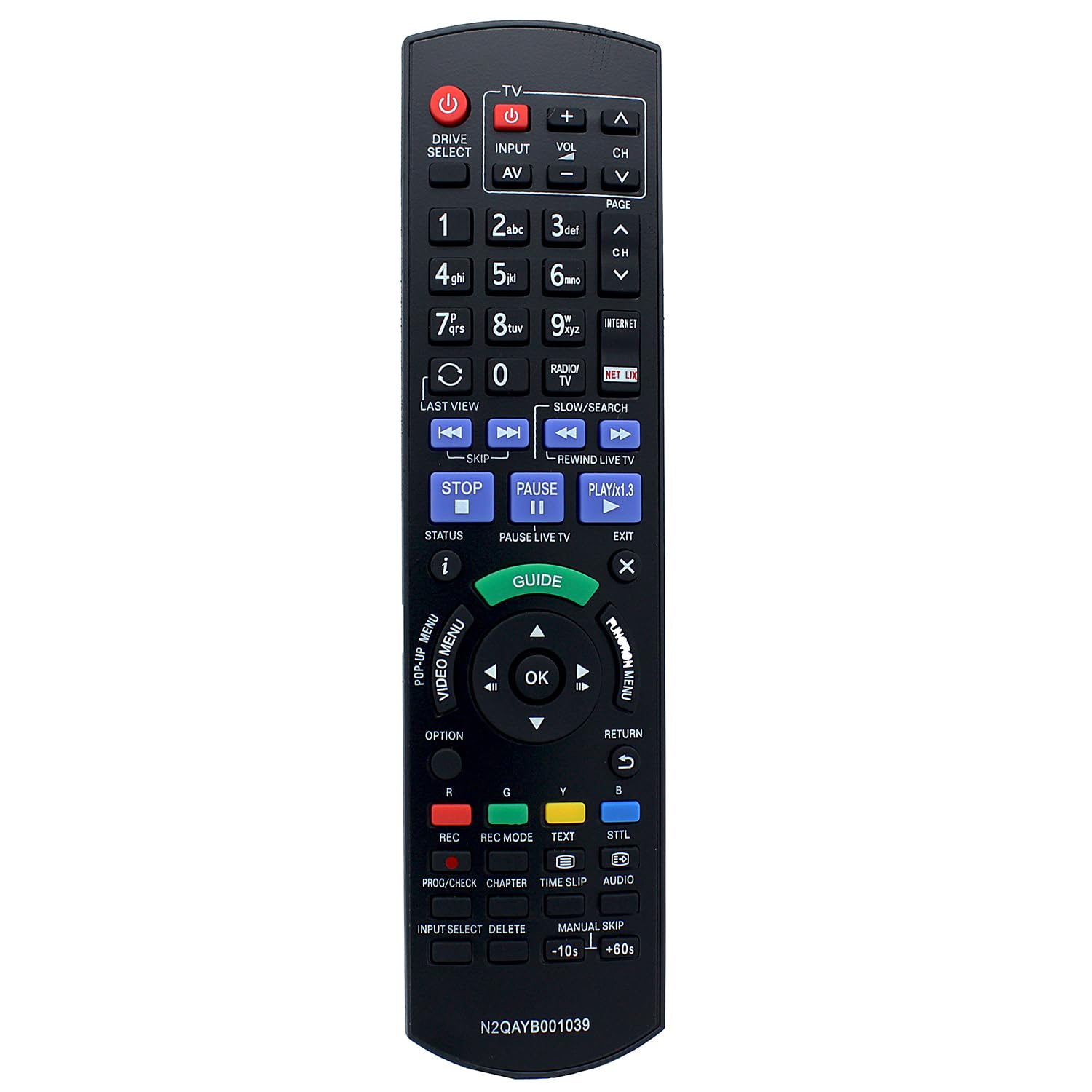 N2QAYB001039 Remote Control Replacement for Panasonic Blu-Ray Disc Recorder DMRBWT750 DMRBWT955 DMRBWT750GL DMRBWT955GL DMR-BWT750 DMR-BWT750GL DMR-BWT750 DMR-BWT955GL