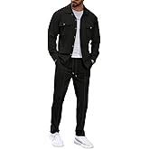 MQUN Mens Sweatsuits 2 Piece Set Jacket Top and Casual Pants Set Fall Fashion Sweatsuits Waffle Plaid Jacquard Outfits