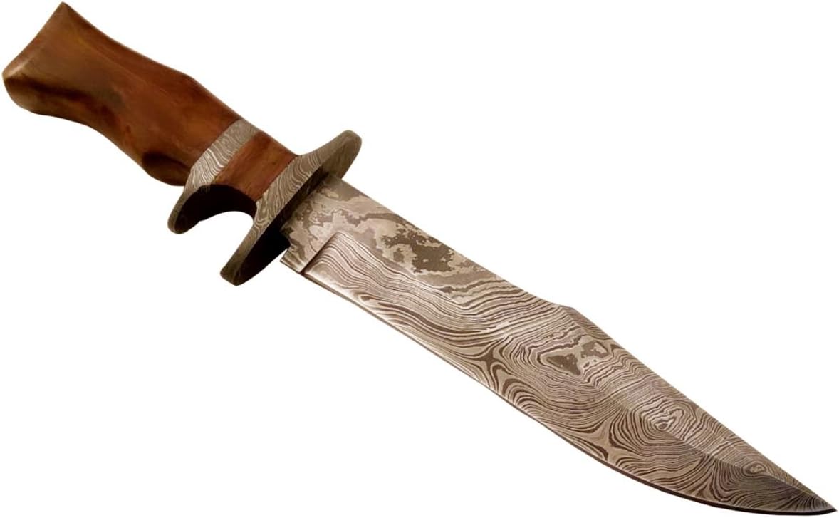 Nescole NES-COL-09 14 inch Handmade Damascus Hunting Knife-Bowie Knife Decorative Knives, Camping Survival Knife, and Hunting Knife with Leather Sheath