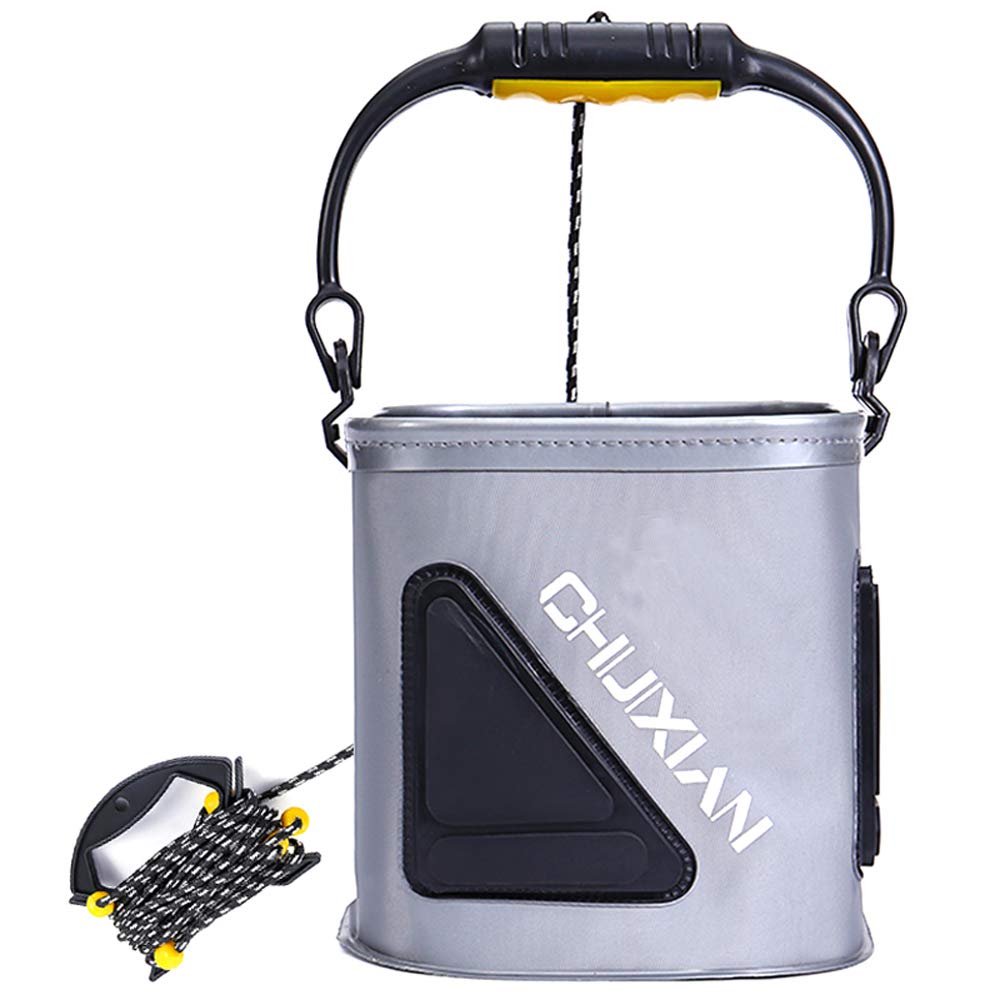 Photo 1 of Drasry Foldable EVA Fish Bait Bucket - Multi-Functional Live Well for Shrimp and Minnow (Gray)