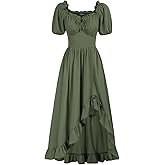 Scarlet Darkness Renaissance Dress Women Cottagecore Corset Dress Ruffle Maxi Dress with Pockets