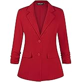 MINTLIMIT Womens 3/4 Sleeve Blazers Lapel Button Blazer Casual Work Office Suit Jackets with Pockets and Padded Shoulder