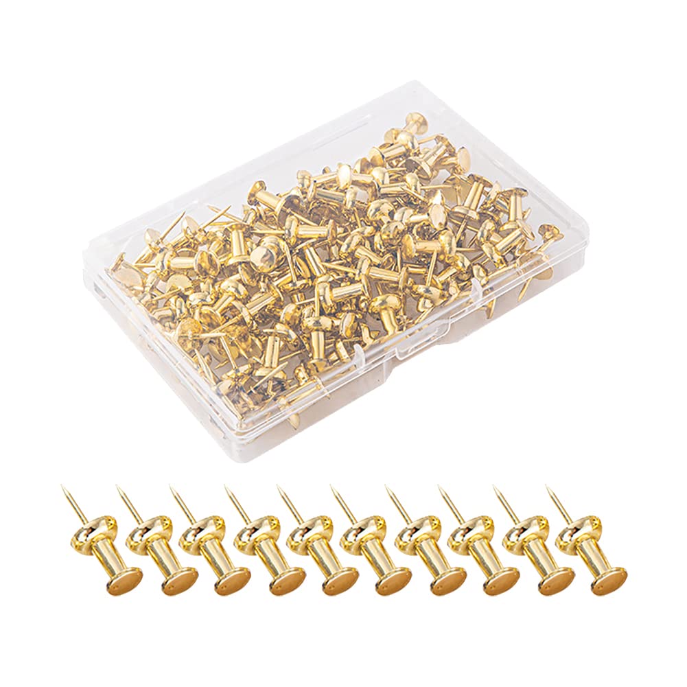 HugeDE 100 Pcs Metal Push Pins Cork Board Thumb Tacks Wall Hanging Push Pins Decorative Pushpin Tacks Cork Board Push Pins for Artworks Notes Photos Gold