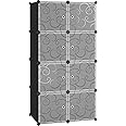 C&AHOME Cube Storage Organizer with Doors, 8-Cube Shelves, Closet Cabinet, DIY Plastic Modular Bookshelf, Storage Shelving Ideal for Bedroom, Living Room, 24.8" L × 12.4" W × 48.4" H Black UGSHS3008A