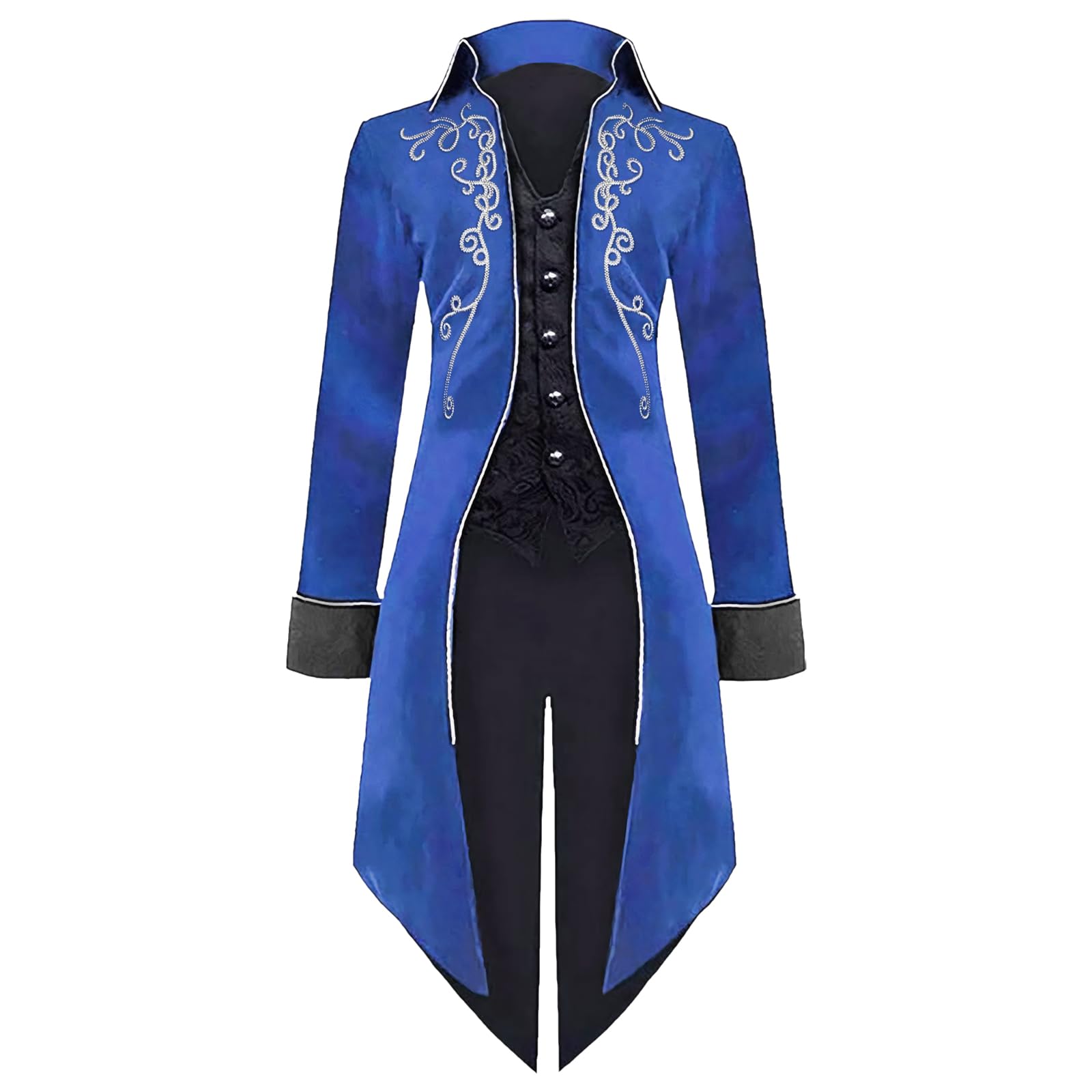 LLTTEER Men Medieval Steampunk Tailcoat Jacket Medieval Renaissance Steampunk Jacket Men's Vintage Gothic Retro Coat Costume for Halloween (Blue, M)