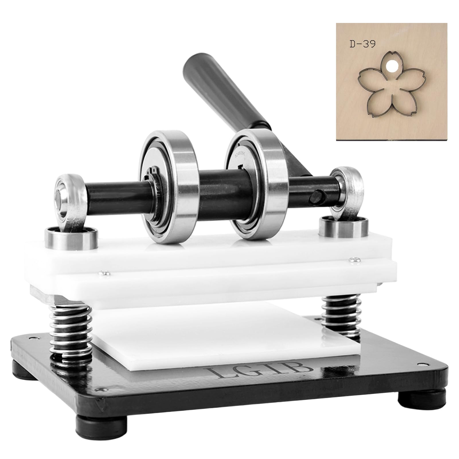 Photo 1 of Leather Cutting Machine, 1.5 Ton Manual Press Die Cutter with 5.9 x 3.9 in Embossing Plate, Dual Guide Shafts, 0.47in Pressure Stroke - for Leathercraft, DIY & Various Materials