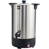 Winco 16 L Commercial Coffee Urn/Percolator,110V | 100 cup capacity, Cool touch handles, Drip free faucet, Locking lid, Heating indicators, 1500W power, Great for Hot Water