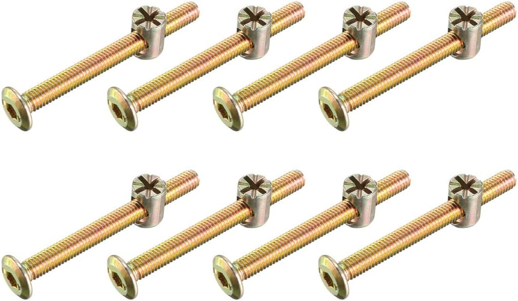 sourcing map M6x60mm Furniture Bolt Nut Set Hex Socket Screw with Barrel Nuts for Beds Headboards Chairs 8 Sets