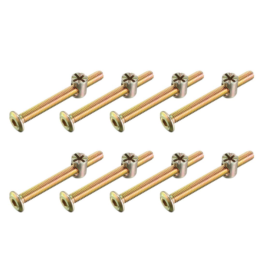 sourcing map M6x60mm Furniture Bolt Nut Set Hex Socket Screw with Barrel Nuts for Beds Headboards Chairs 8 Sets