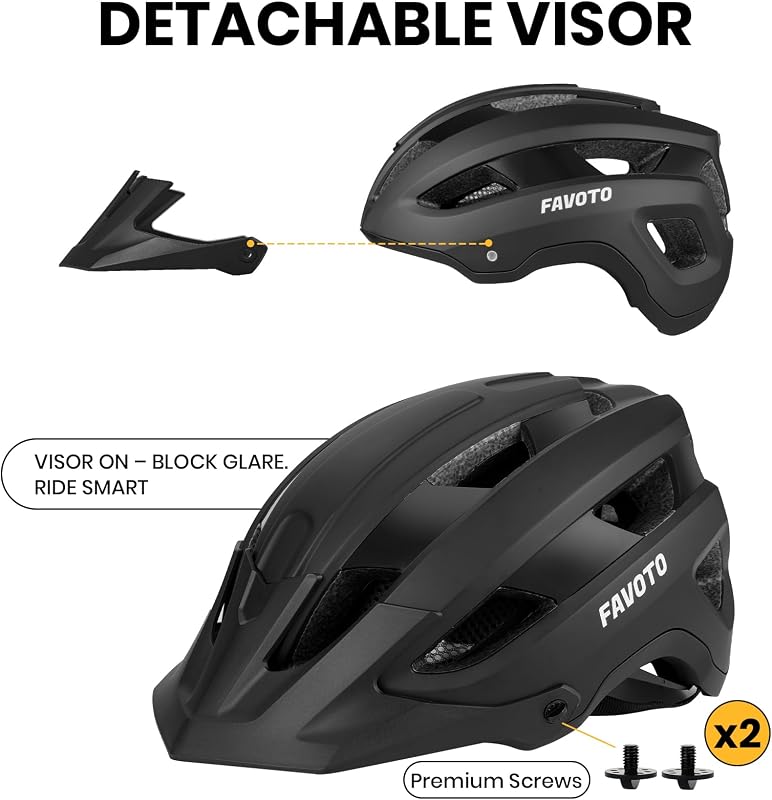 Capacete de BTT com viseira destacável, leve para homens