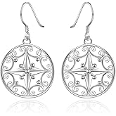 Comet Craft 925 Sterling Silver Earrings, Lotus Flower Yoga Earrings