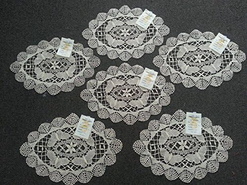 Butterfly Lace Reversible Oval Table Placemats Doilies Handmade Vintage