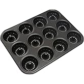 Webake Mini Fluted Tube Cake Pan, Non-Stick 2.8 Inch Cake Baking Pan, Heavy Gauge Carbon Steel (12-Cavity)