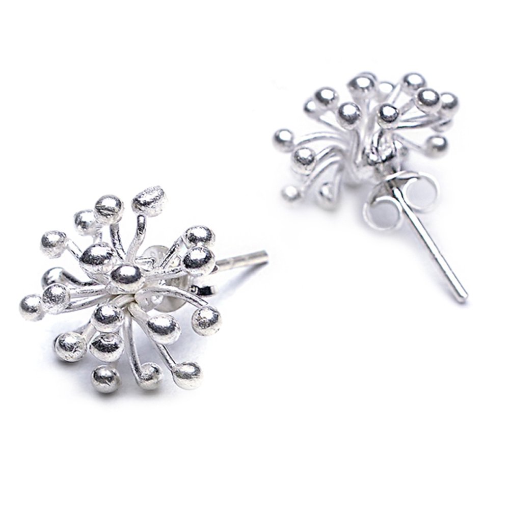 Helen de Lete Original Dandelion Little Plants 925 Sterling Silver Earrings