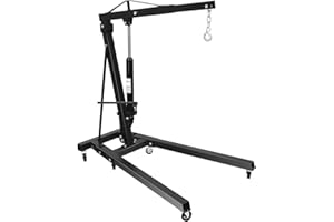 DEROANKE Engine Hoist 2 Ton Folding Hydraulic Engine Hoist, Cherry picker engine hoist, Engine lift, Engine hoist cherry picker, Engine crane, With 6 Wheels for Garage, Workshop, Gold, Sent in 2 Packages