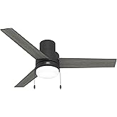 Hunter Fan Company, 51949, 52 inch Brunner Matte Black Low Profile Ceiling Fan with LED Light Kit and Pull Chain