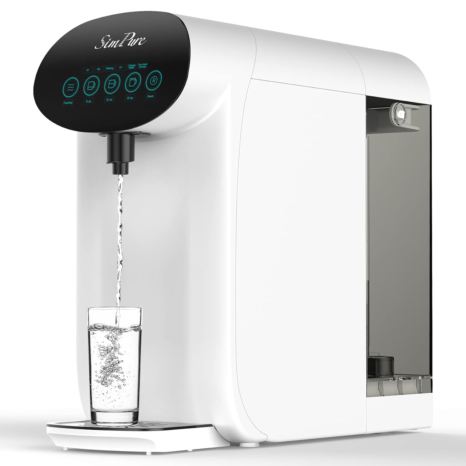 SimPure Y7P-W UV Countertop Reverse Osmosis Water Filter, NSF/ANSI 58 Certified, 5 Stage RO Water Filtration System, Water Purifier for Home, 4: 1 Pure to Drain, BPA Free (No Installation Required)