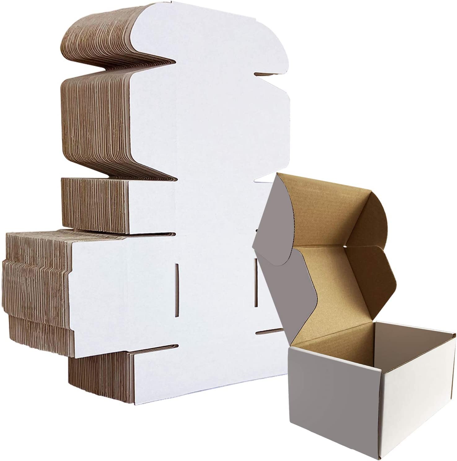 HORLIMER 25 Pack White Shipping Boxes, 15.2x10.2x7.6cm(6x4x3 inches) Corrugated Cardboard Mailing Box