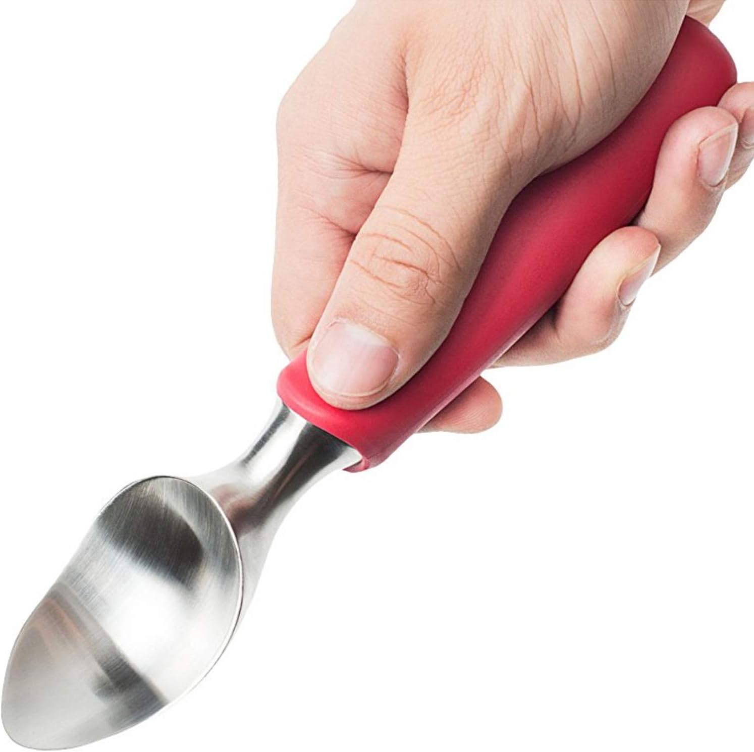 SUMO Ice Cream Scoop: Solid Stainless Steel. Dishwasher Safe (Red)