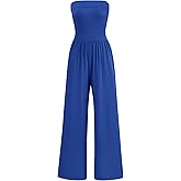 PRETTYGARDEN One Piece Strapless Jumpsuits for Women Dressy Casual Wide Leg Tube Rompers Jumper Beach Vacation Summer Outfits