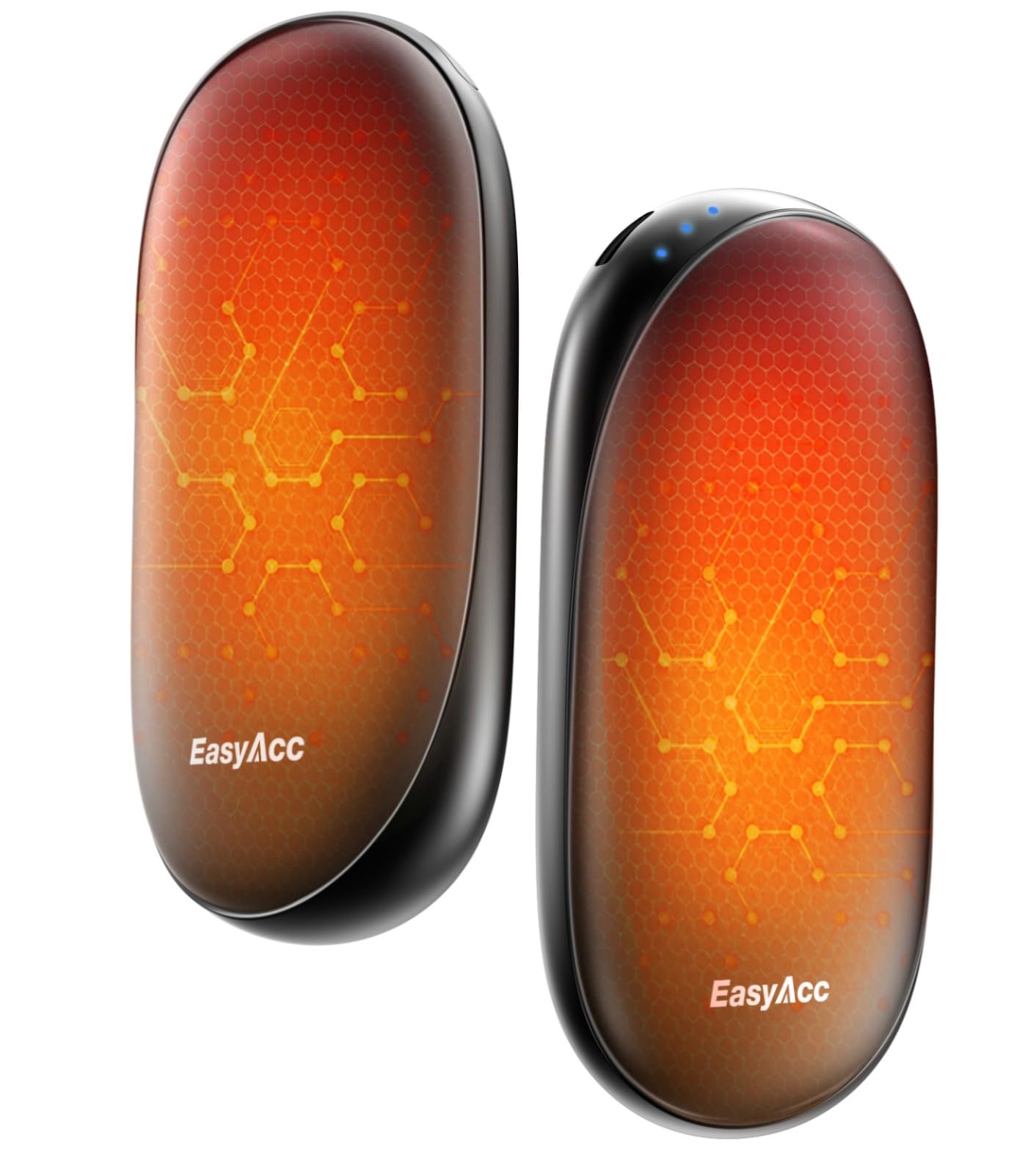 2 pack-Rechargeable Hand Warmers 10000mAh,EasyAcc® Hand Warmers Reusable Safe UL Certified Up to 16Hrs LED Display Electric Hand Warmer,3 Levels For Golf Hiking Raynaud's Gifts OT93 Black