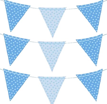 Blue Polka Dot Bunting Garland Party Decoration 2m Long Baby Blue