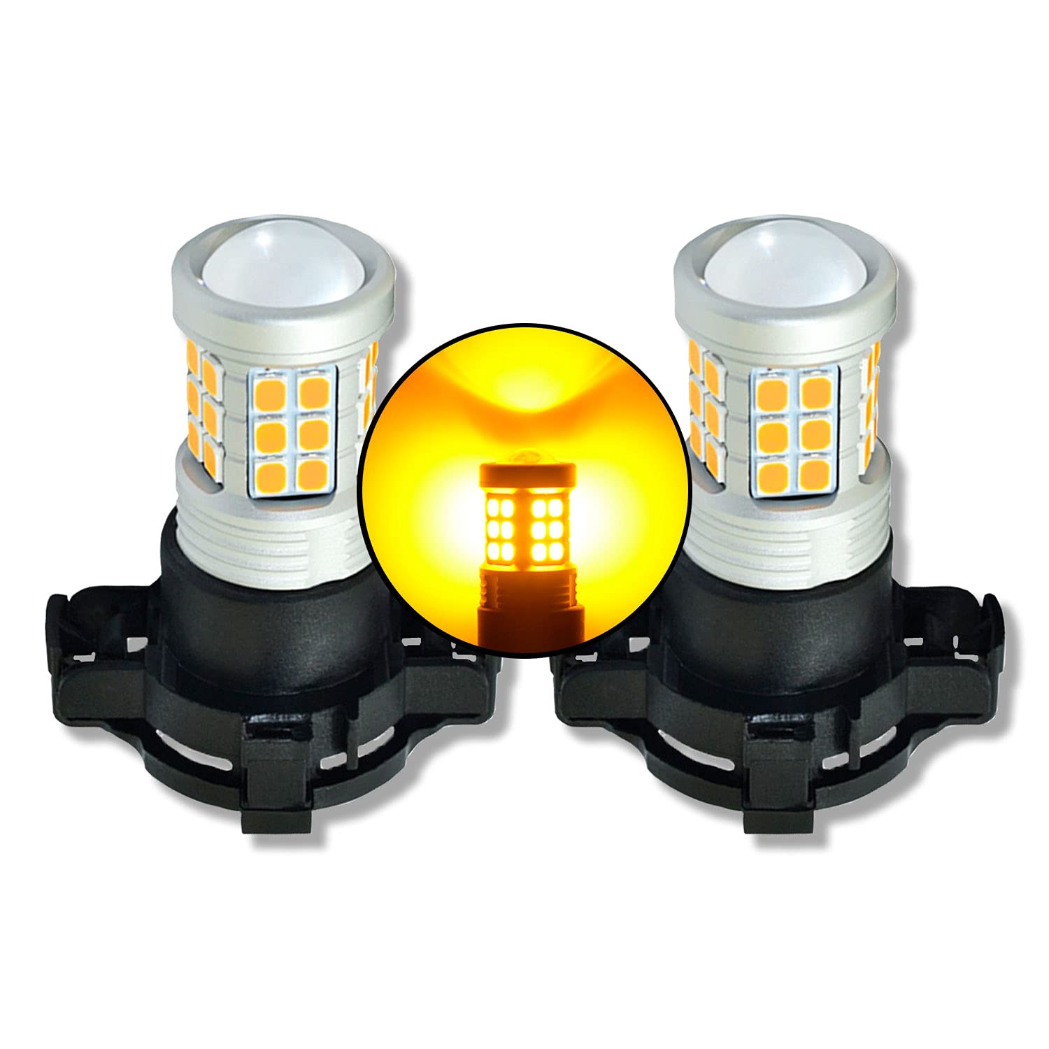 MCK Auto – PY24W CREE LED Canbus Bulbs Indicators Amber Orange Very Bright and Without Errors Compatible with 3 Series E90 E91 E92 E93 - EB4R3 – 2 Bulbs - Transform Your Ride