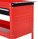 DURHAND 3-Tier Tool Trolley Cart Storage Shelf with Drawer Red 82x35x76 cm view 8