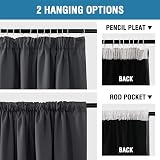 BellaHills 100% Blackout Curtains 2 Panels 90x90 Charcoal Grey Thermal view 3