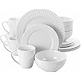 Elama Service for Four 16 Piece Porcelain Dinnerware Set, White-Round 2
