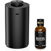 Waterless Essential Oil Diffuser Starter Kit with 30mL Hotel Scent Fragrance Oil Inspired by Ritz-C., Battery Operated Premium Portable Mini Scent Air Machine for Home Car Office, Black ANX