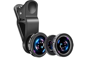 LSVTR 3 in 1 Phone Lens Kit - Black - Fisheye, Wide Angle, Macro Lenses - Compatible with iPhone, Samsung, Most Smartphones