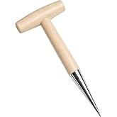 Heiksyb Garden Seed Dibber Planter Tool, Hand Bulb Hole Digger Tool | 11'' Seed Planting Tool with Mteal Depth Markings, Wooden Dibbler for Garlic, Tulips, Daffodils, Vegetable, Flower