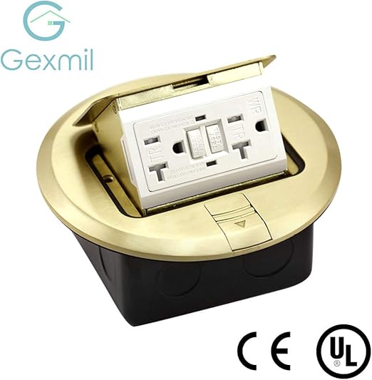 (UL Listed) Gexmil MultiApplication Electrical Floor GFCI Outlet Boxes Brass Cover with Cast
