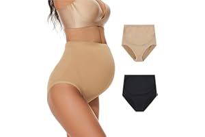 KUNINDOME Maternity Underwear Over Bump, Seamless Maternity Support Panties, Plus Size, Multi Pack